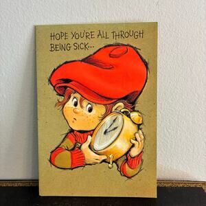 Vintage Hallmark Get Well Card Skippy Character Sick Humor